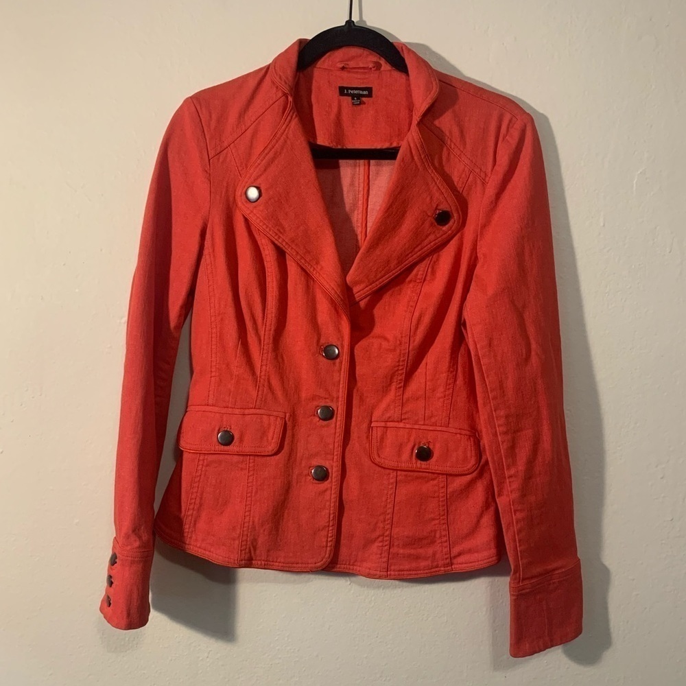 J. Peterman Cotton Coral Button Up Jacket